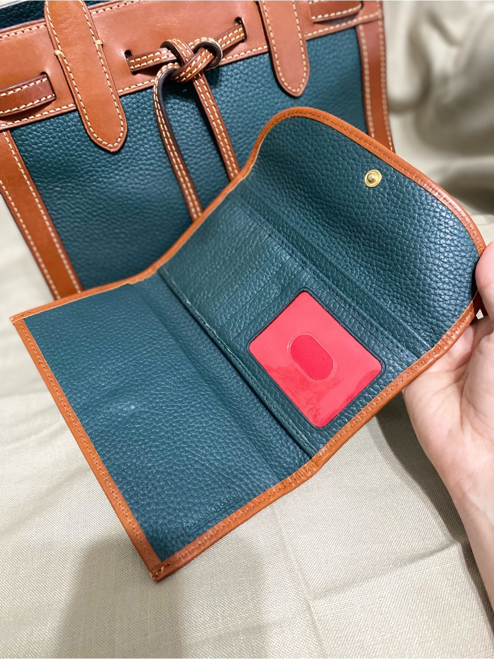 Forest Green Dooney & Bourke Bag & Wallet Set Pebble Leather - Picture 11 of 13